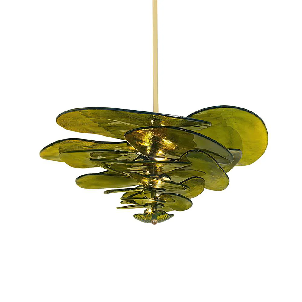 Marilyn Contemporary Lotus Leaf Layered Glass Chandelier