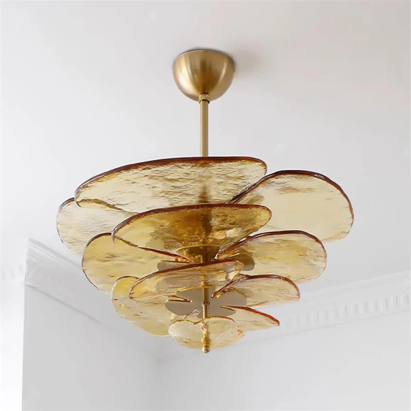 Marilyn Contemporary Lotus Leaf Layered Glass Chandelier