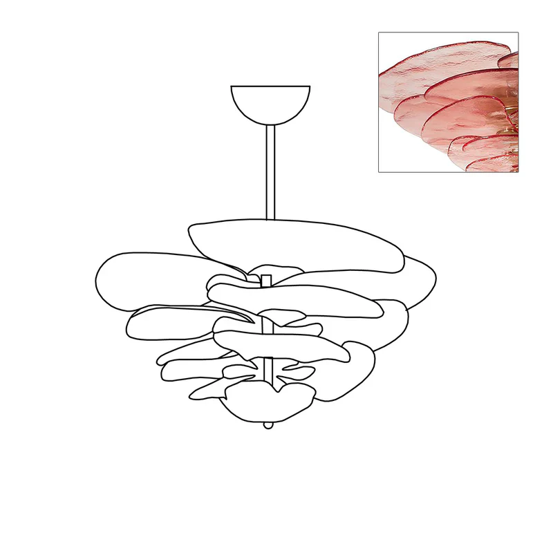 Marilyn Contemporary Lotus Leaf Layered Glass Chandelier