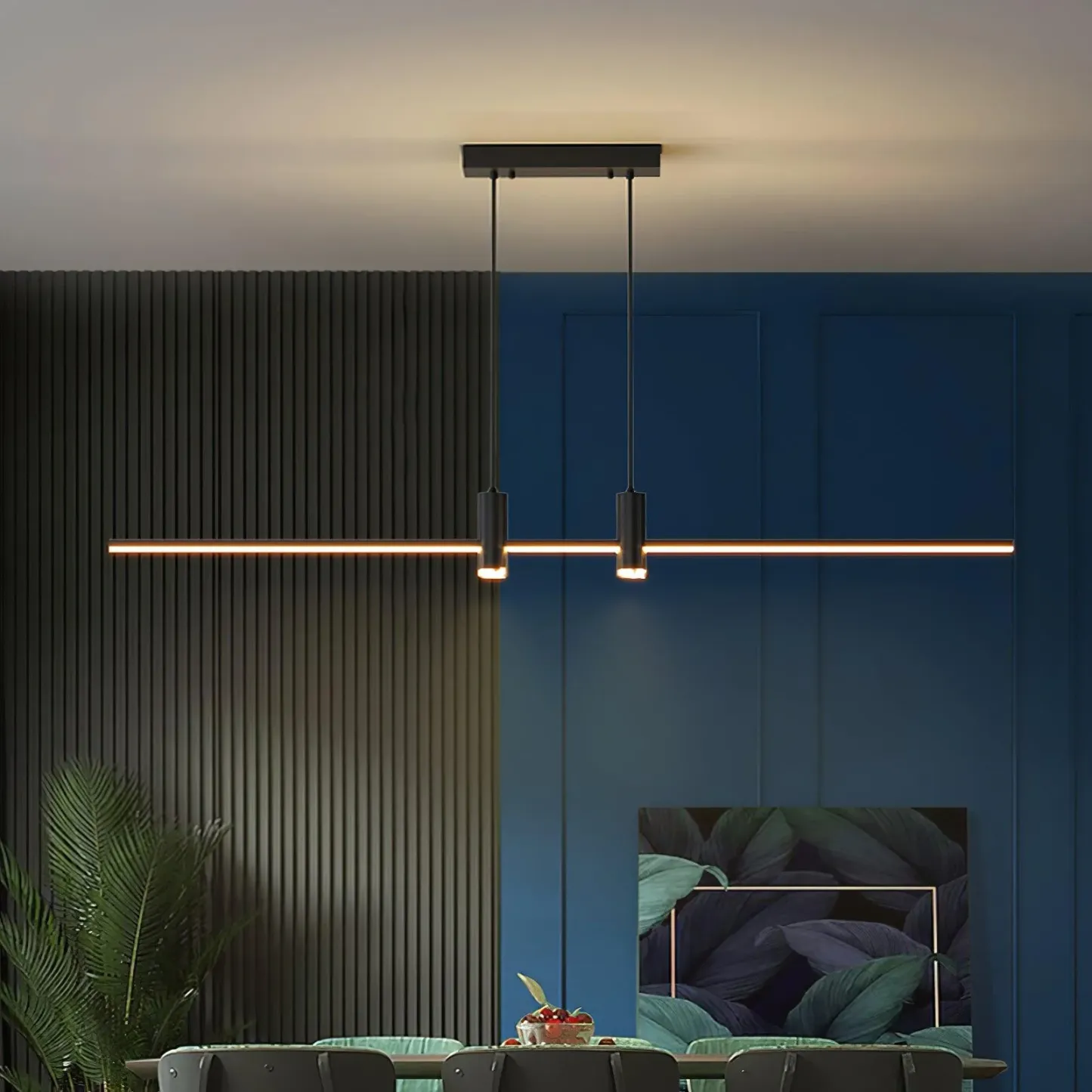 Edge Modern Unusual Long Metal Pendant Light Dining Living Room