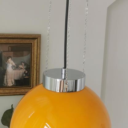 Yellow Hailie Ball Pendant Light with chrome accents