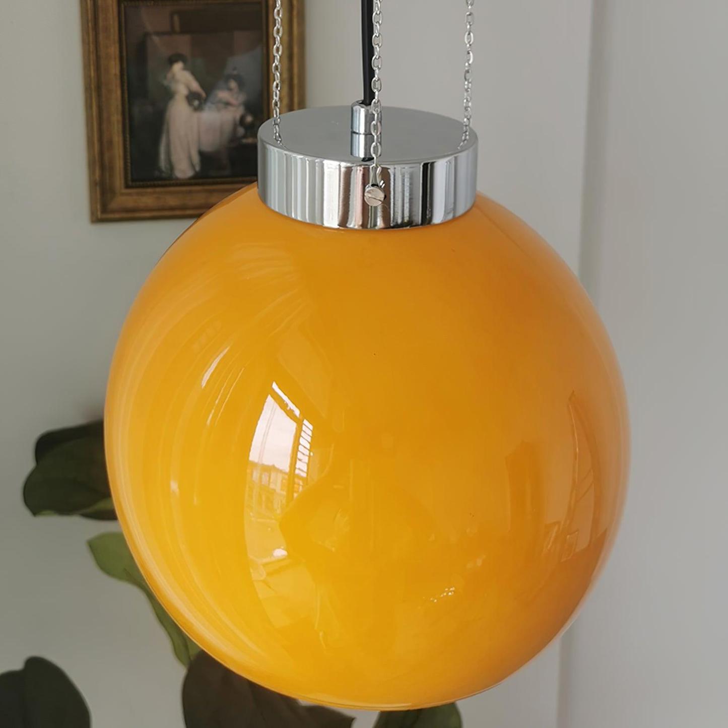 Hailie Ball Pendant Light - yellow glass modern light fixture.
