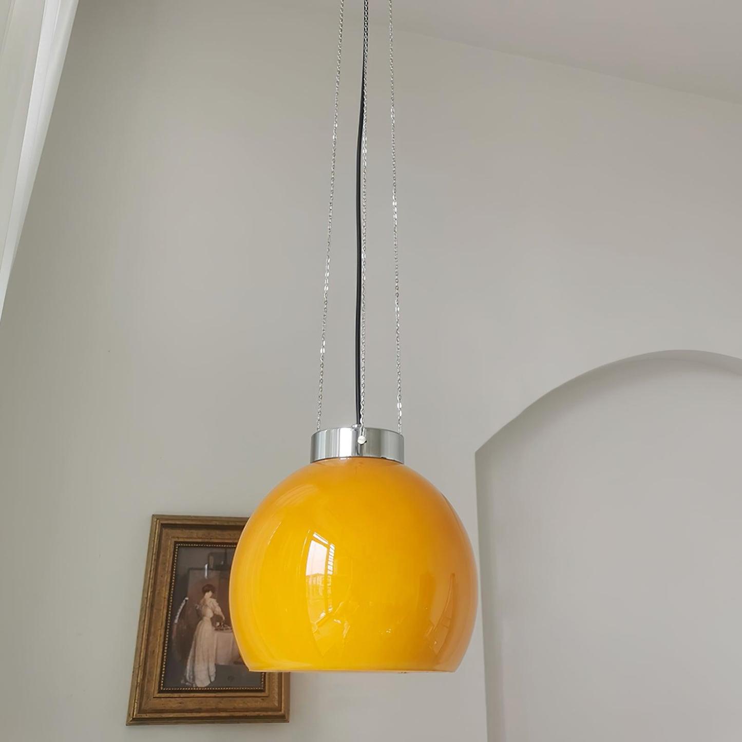 Hailie yellow pendant light, glass ball fixture