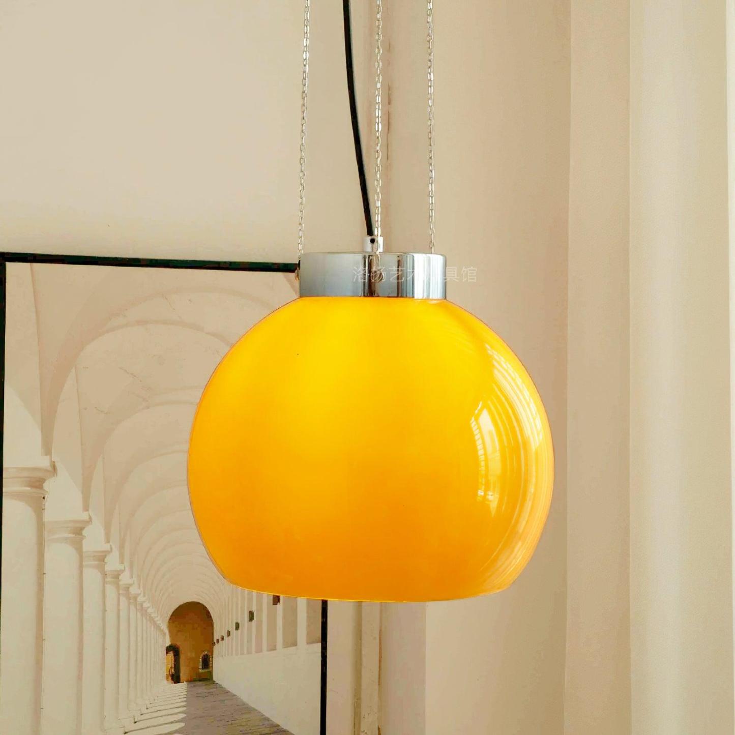 Yellow glass Hailie pendant light, artistic lighting.