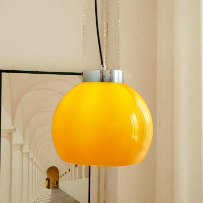 Yellow glass Hailie pendant light, artistic lighting.