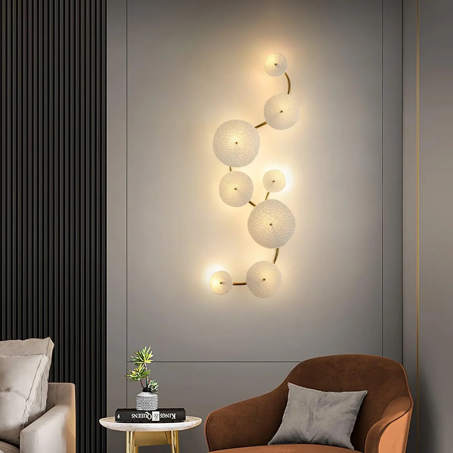 Byers Minimalism Gold White Ceramic Metal Wall Lamp Bedroom Living Room