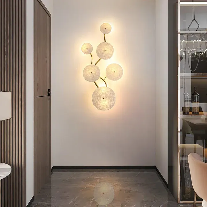 Byers Minimalism Gold White Ceramic Metal Wall Lamp Bedroom Living Room