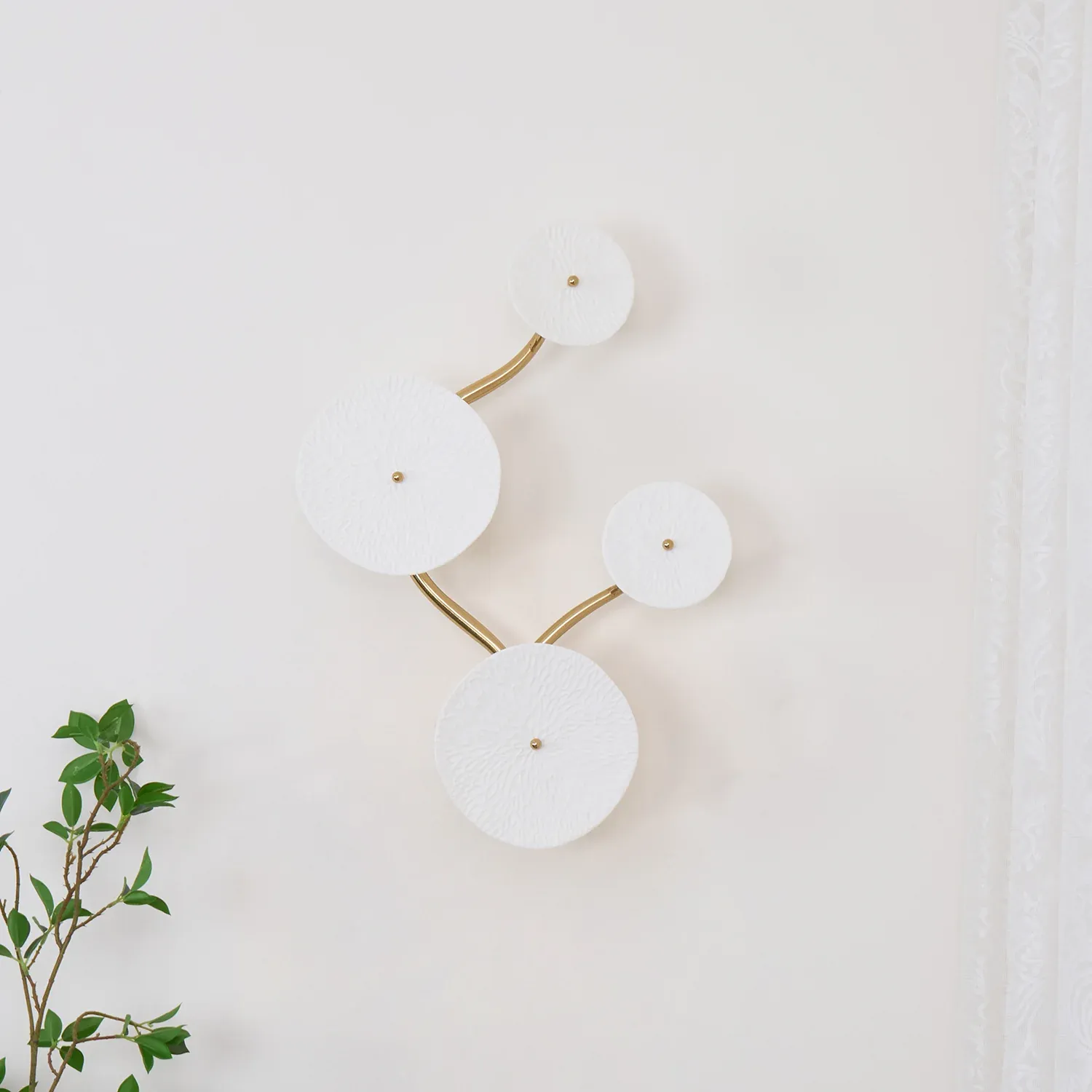 Byers Minimalism Gold White Ceramic Metal Wall Lamp Bedroom Living Room
