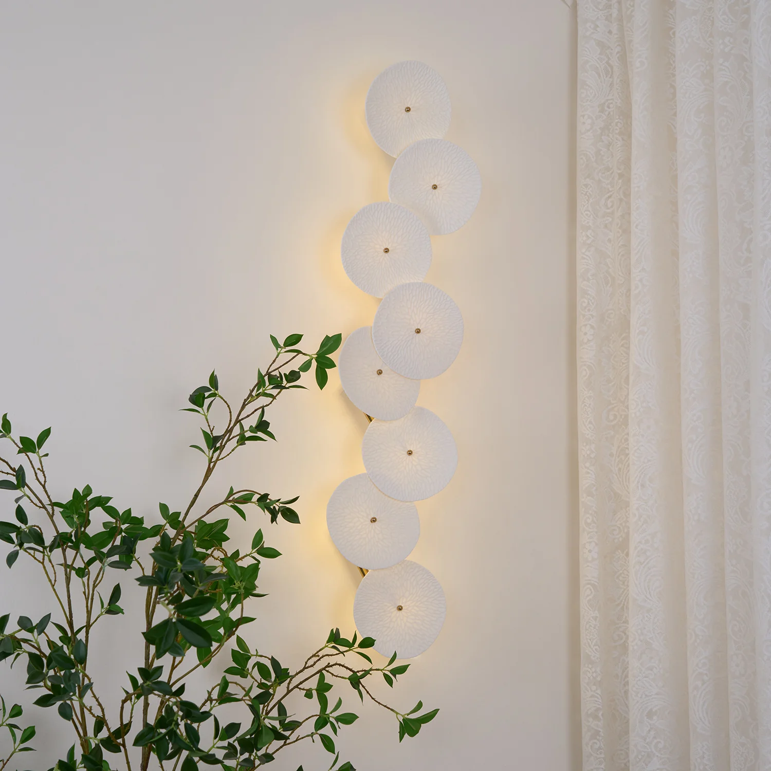 Byers Minimalism Gold White Ceramic Metal Wall Lamp Bedroom Living Room