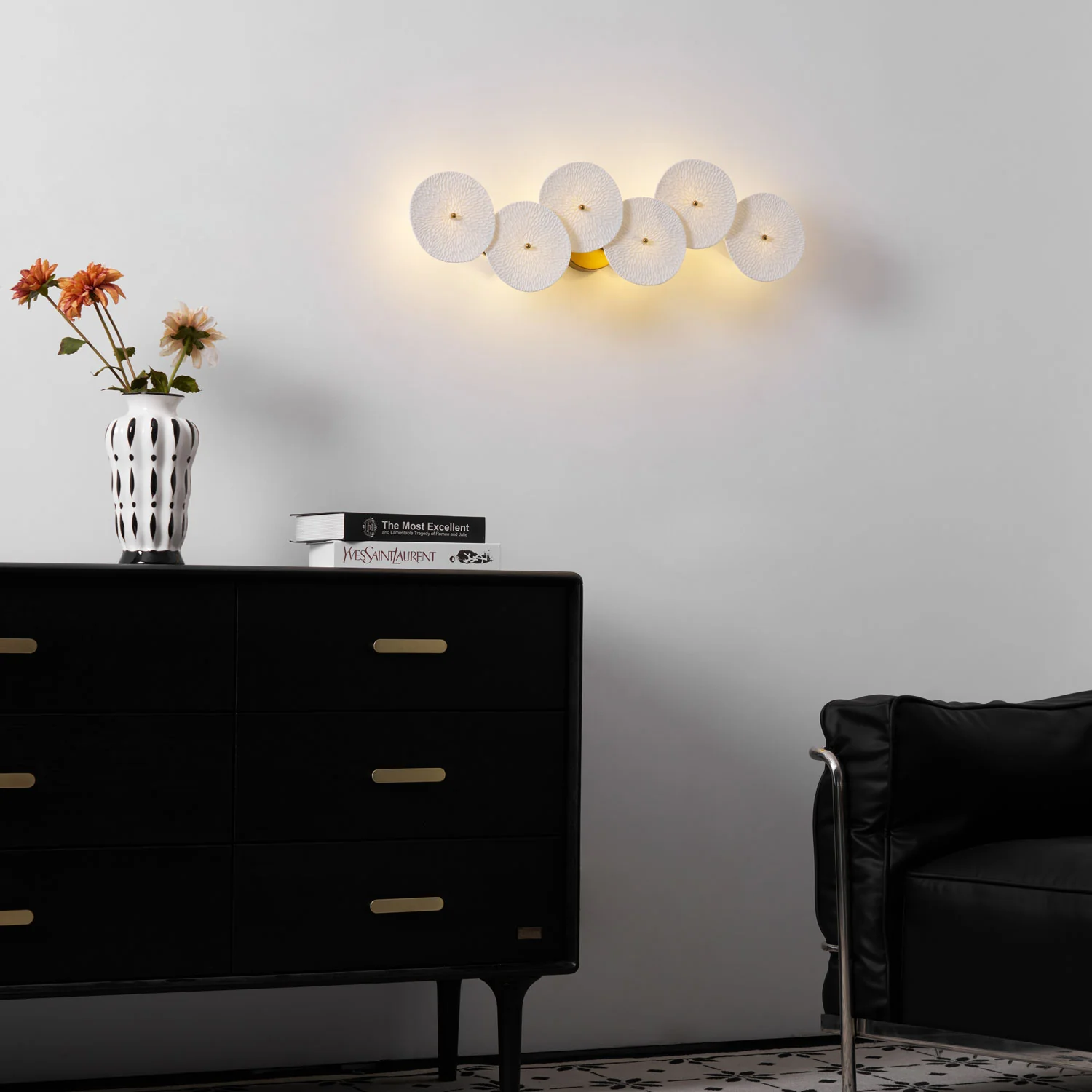 Byers Minimalism Gold White Ceramic Metal Wall Lamp Bedroom Living Room