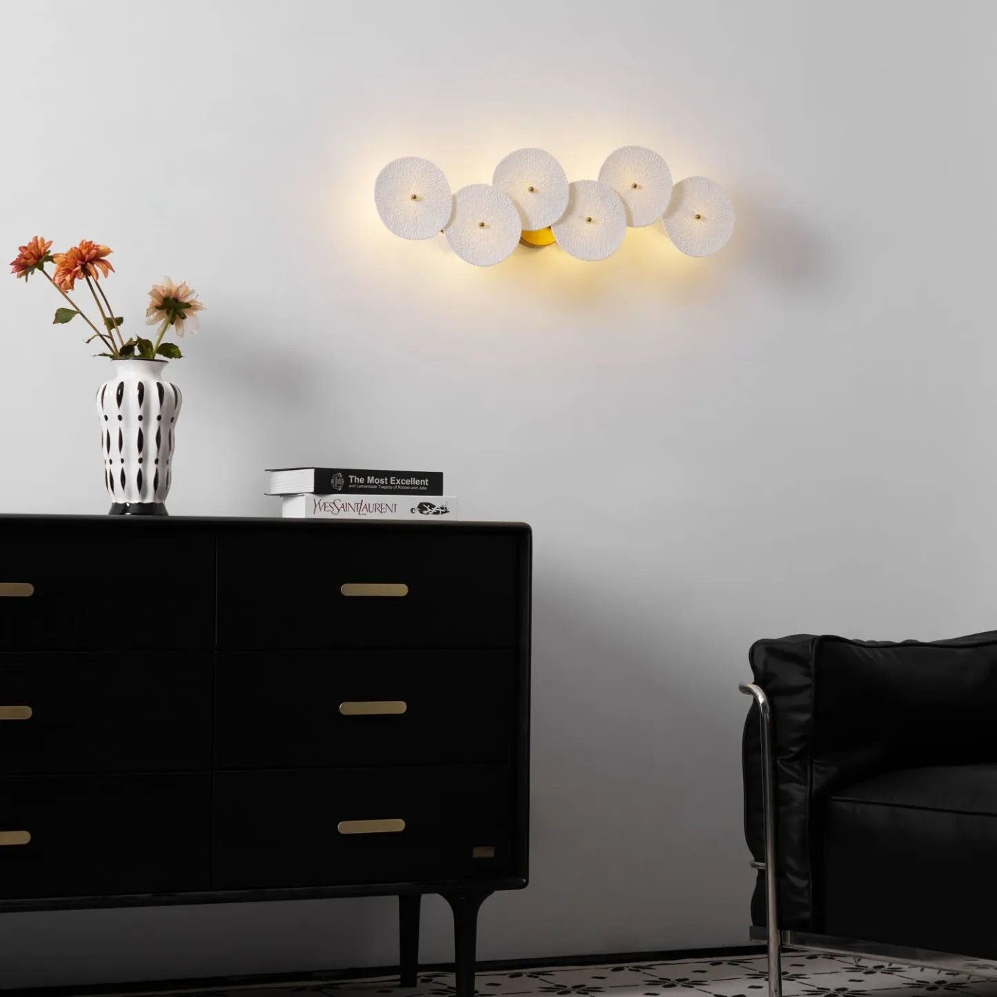 Byers Minimalism Gold White Ceramic Metal Wall Lamp Bedroom Living Room
