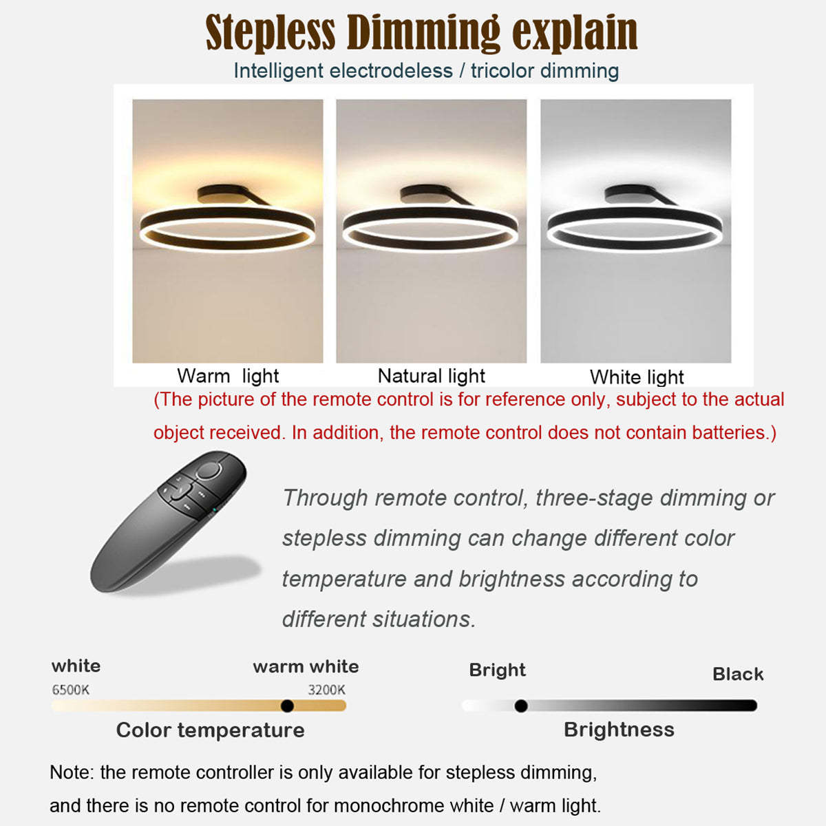 Arisha LED ceiling light stepless dimming options Arisha Modern Circle Flush Mount Ceiling Light Bedroom