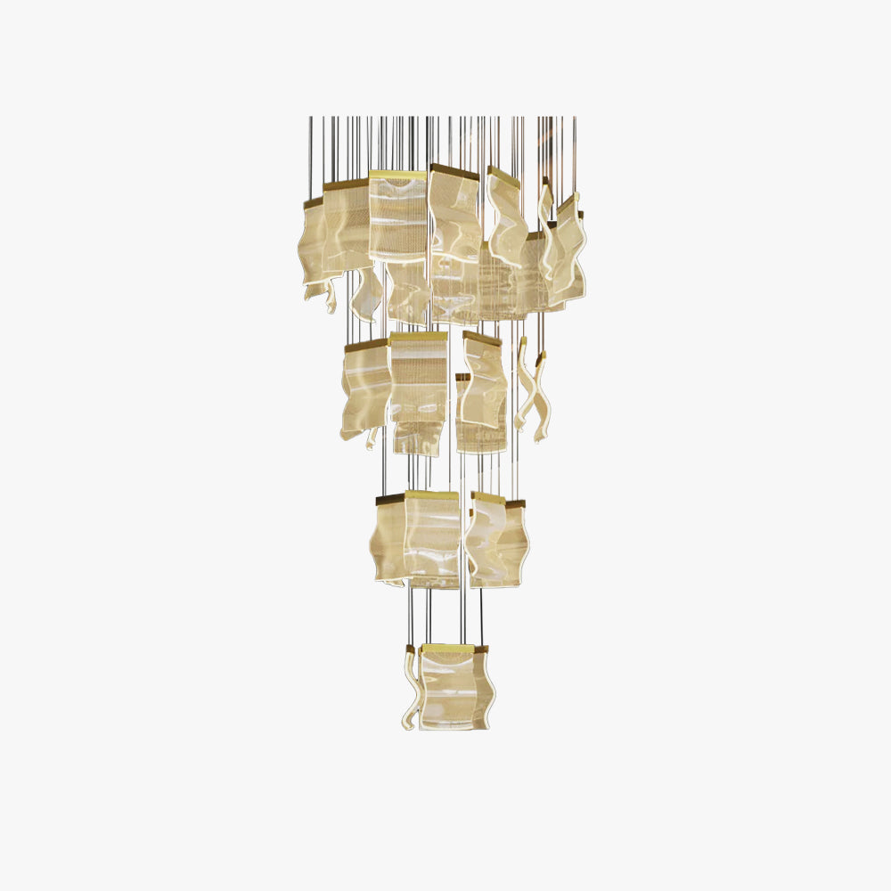 Marilyn Industrial Chandelier with wavy glass elements