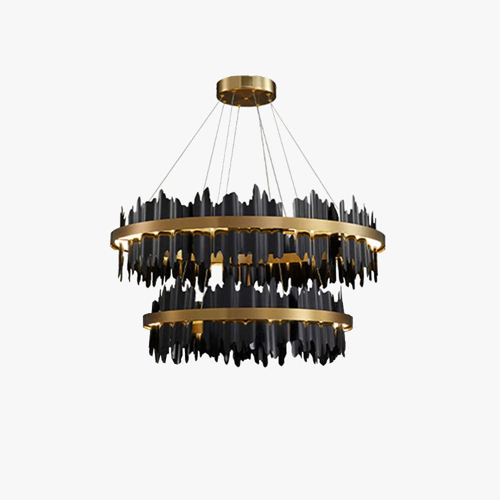 Marilyn Industrial Chandelier Cylindrical Metal - Black and Gold