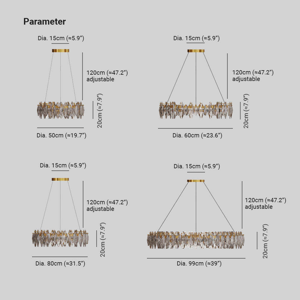Marilyn Crystal Chandelier Dimensions - See Sizes