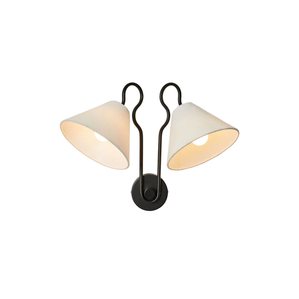 Austin Double White Cone Shades Wall Lamp