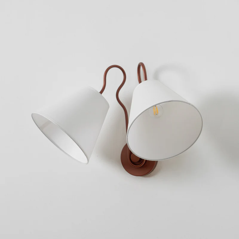 Austin Double White Cone Shades Wall Lamp