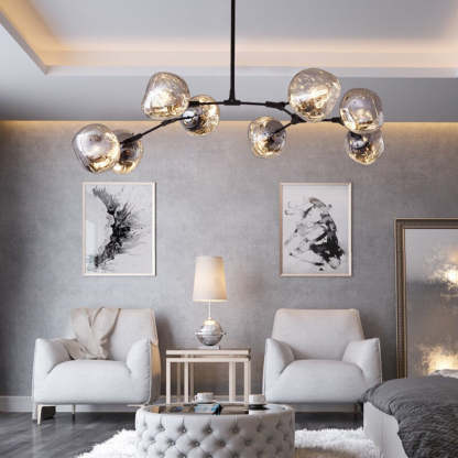 Mirza Modern Globe Lava 3 Pendant Light Fixture 3/6/8 Head