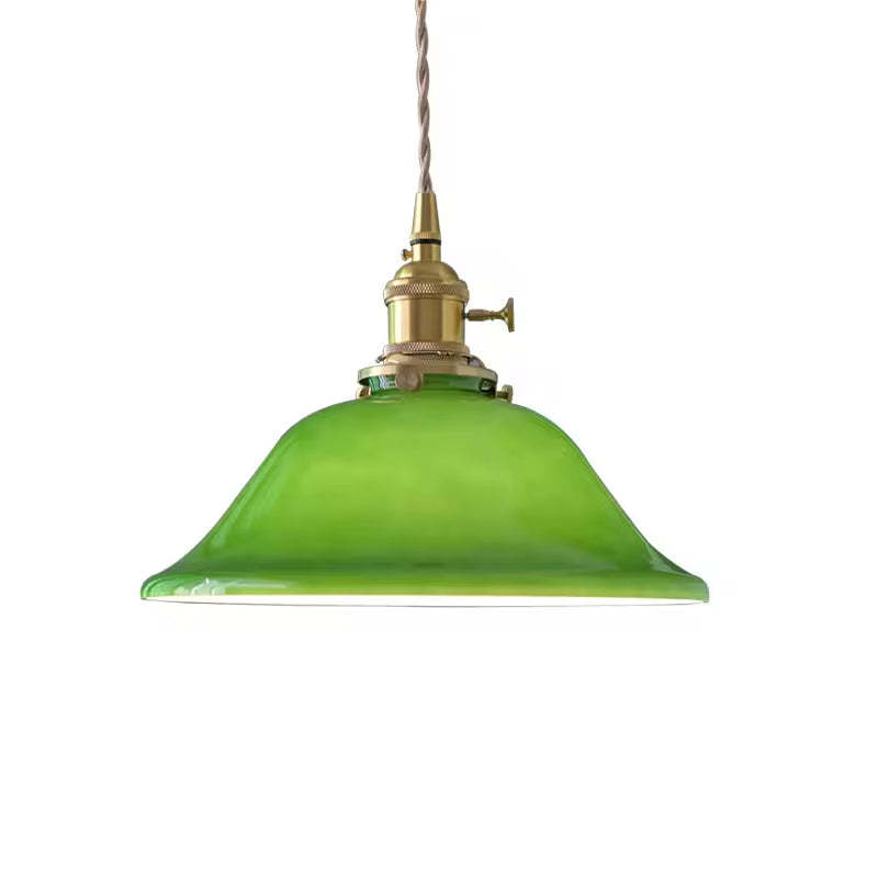 Green glass pendant light with brass details - Lassola Hailie