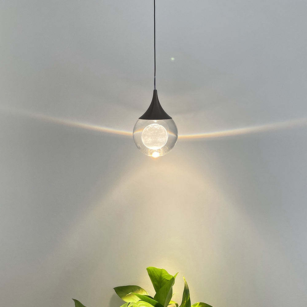 Elif Moon Pendant Light, Metal & Crystal Fixture