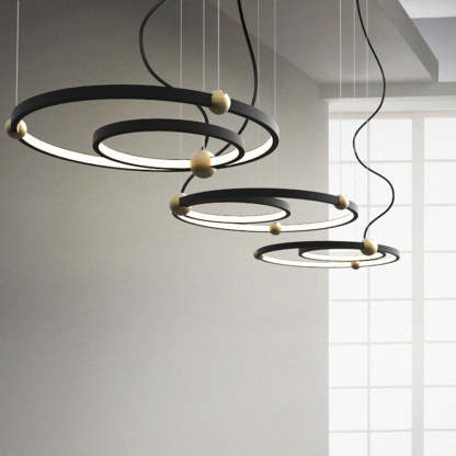 Arisha Ring Pendant Light: Modern minimalist black and gold lighting.