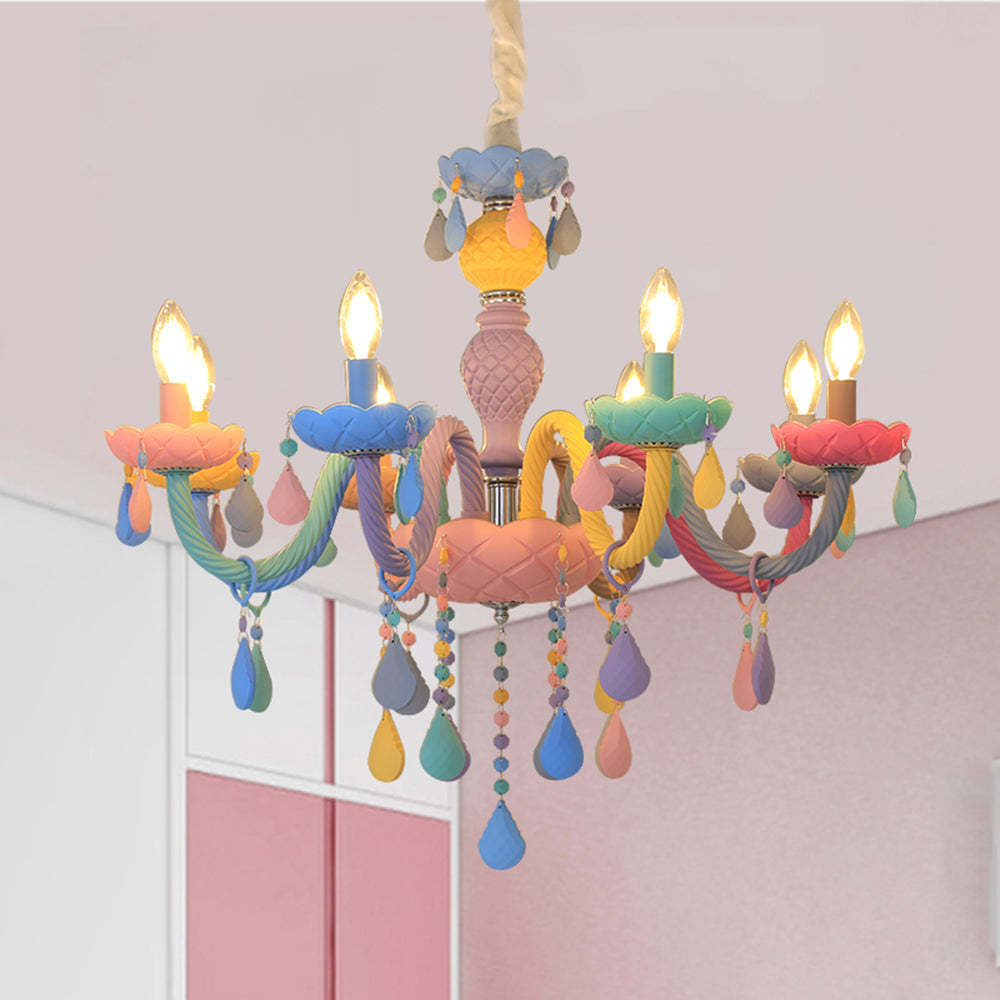 Colorful metal chandelier for kids bedroom lighting
