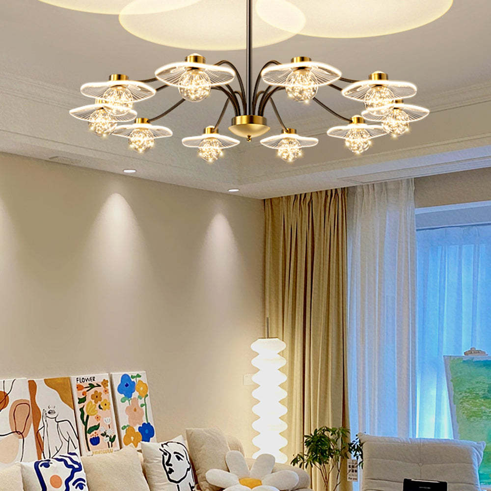 Carins metal pendant light with acrylic shades in living space