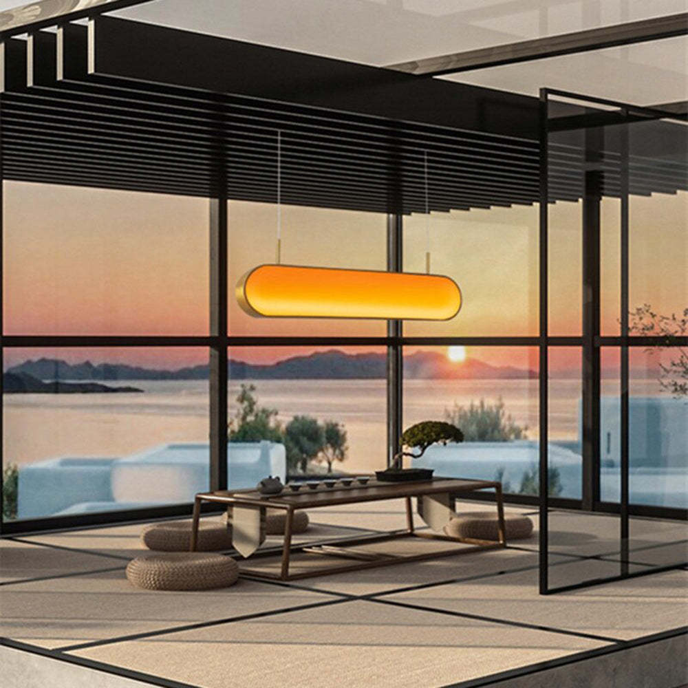 Modern Morandi pendant light illuminating a serene living space