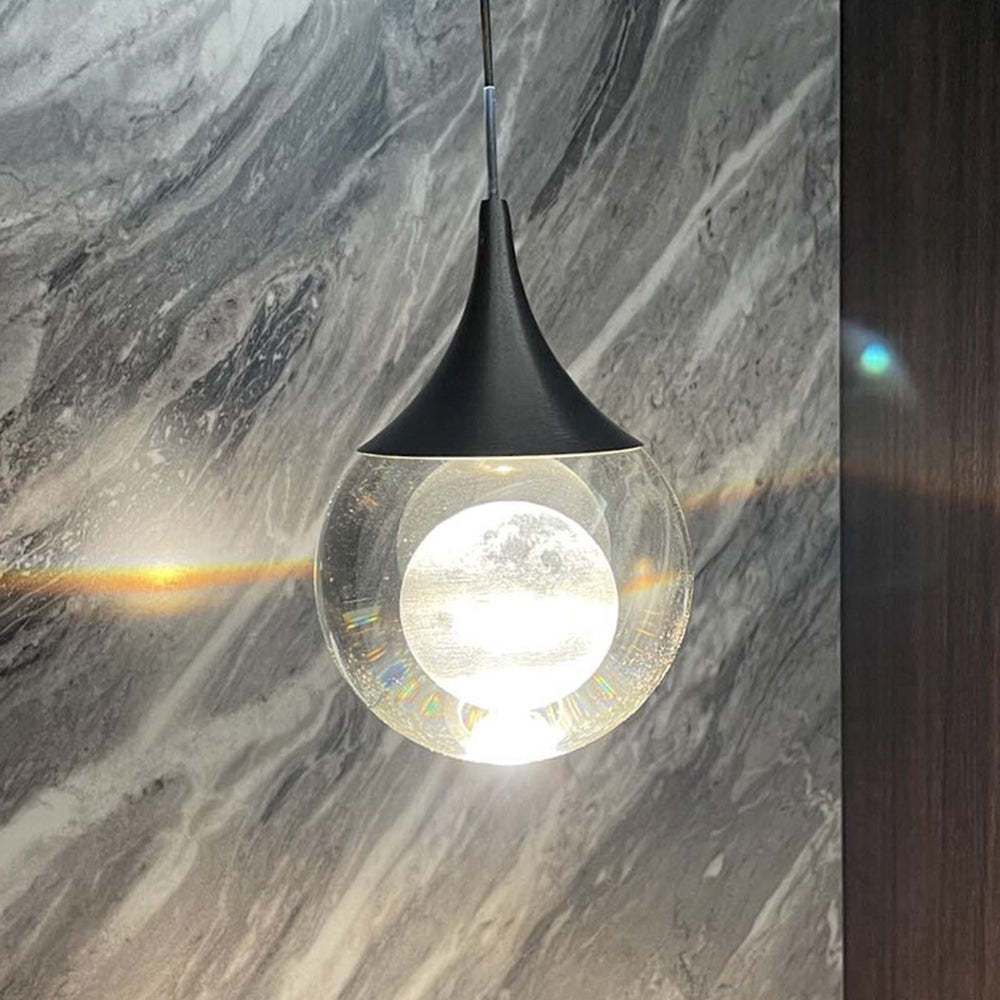 Elif Moon Pendant Light - crystal moon detail.