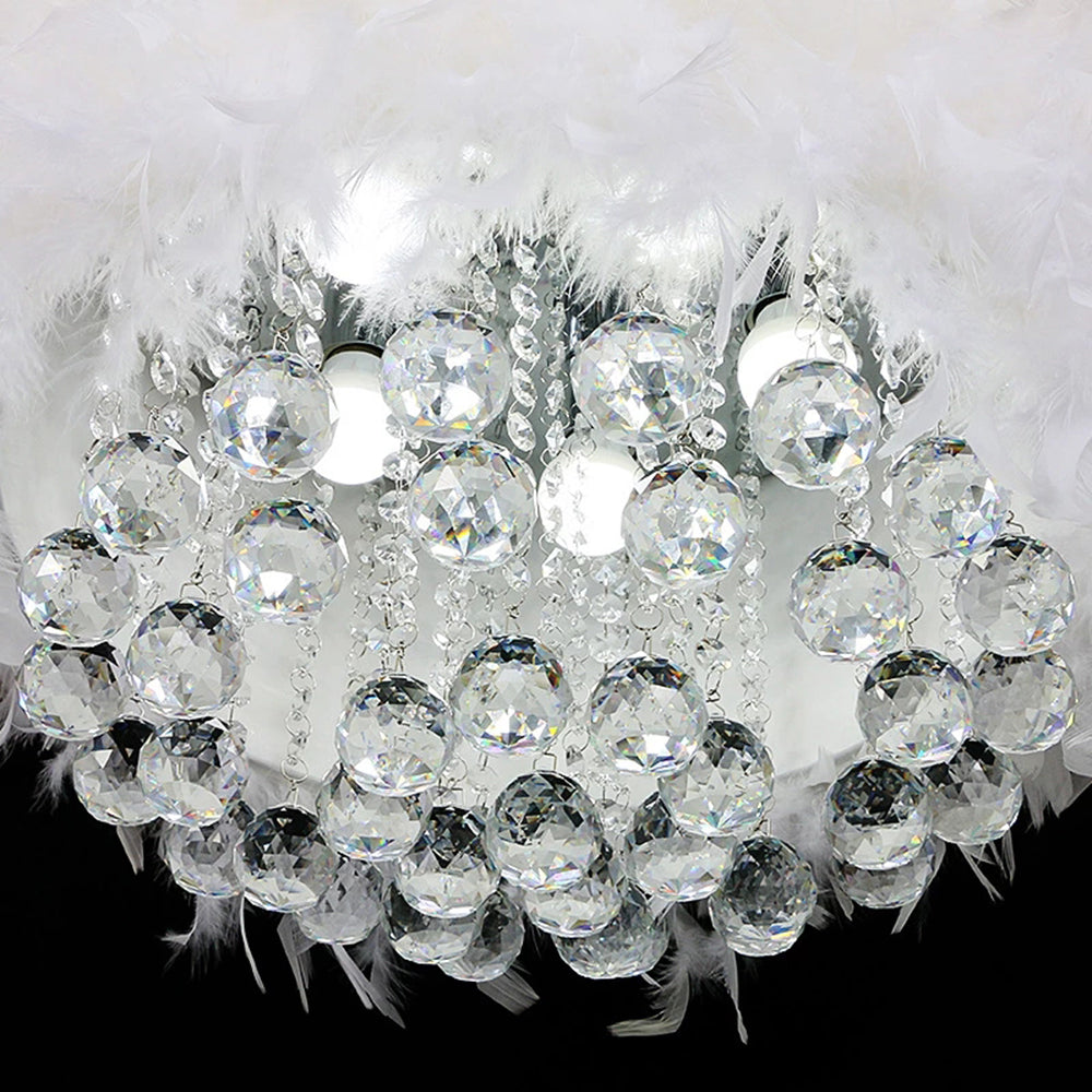 O'Moore Crystal and Feather Chandelier Close-up