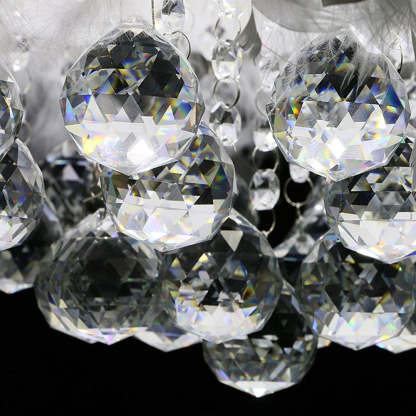 Close-up of O'Moore Feather and Crystal Chandelier