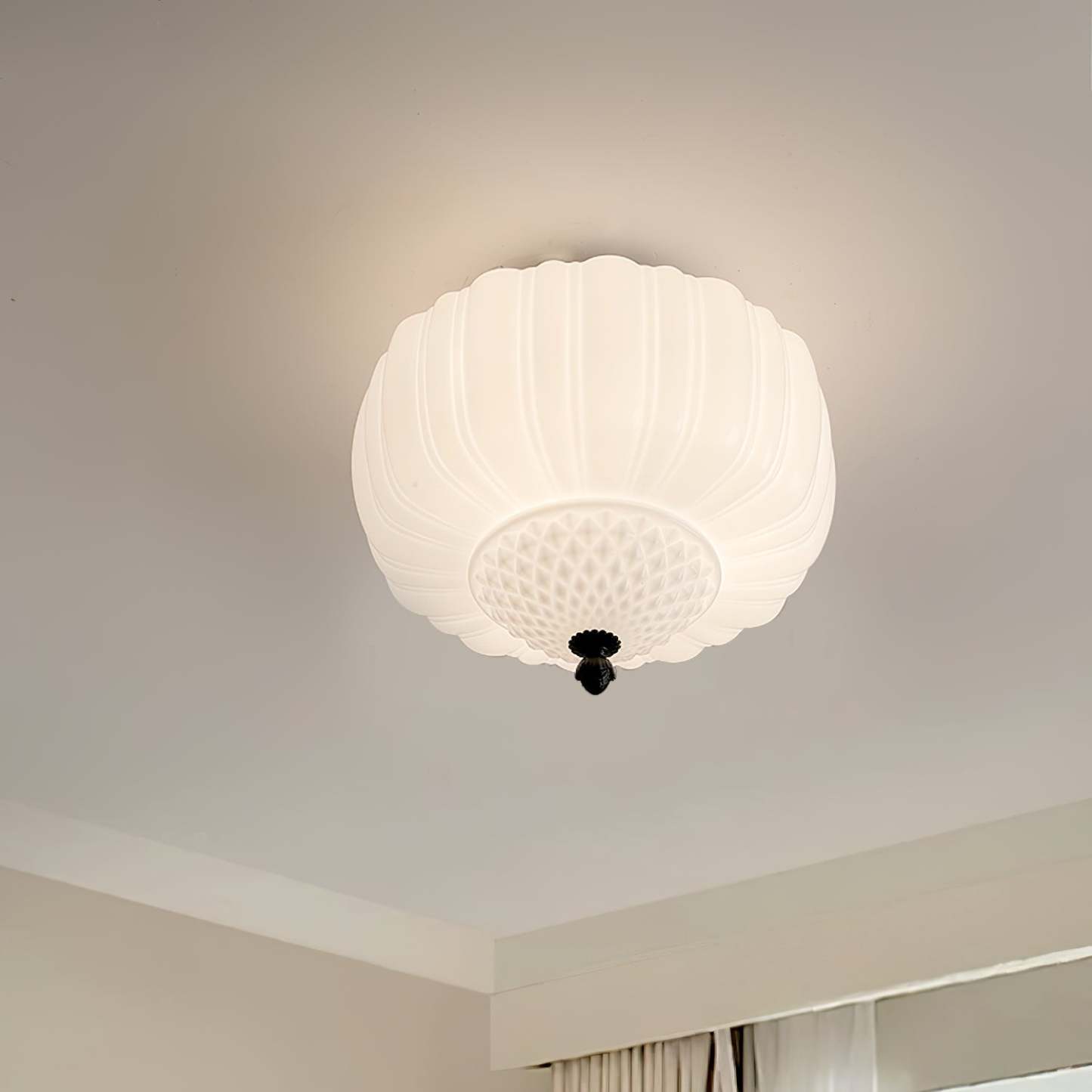Nielsen modern ceiling light fixture with bubble glass shade