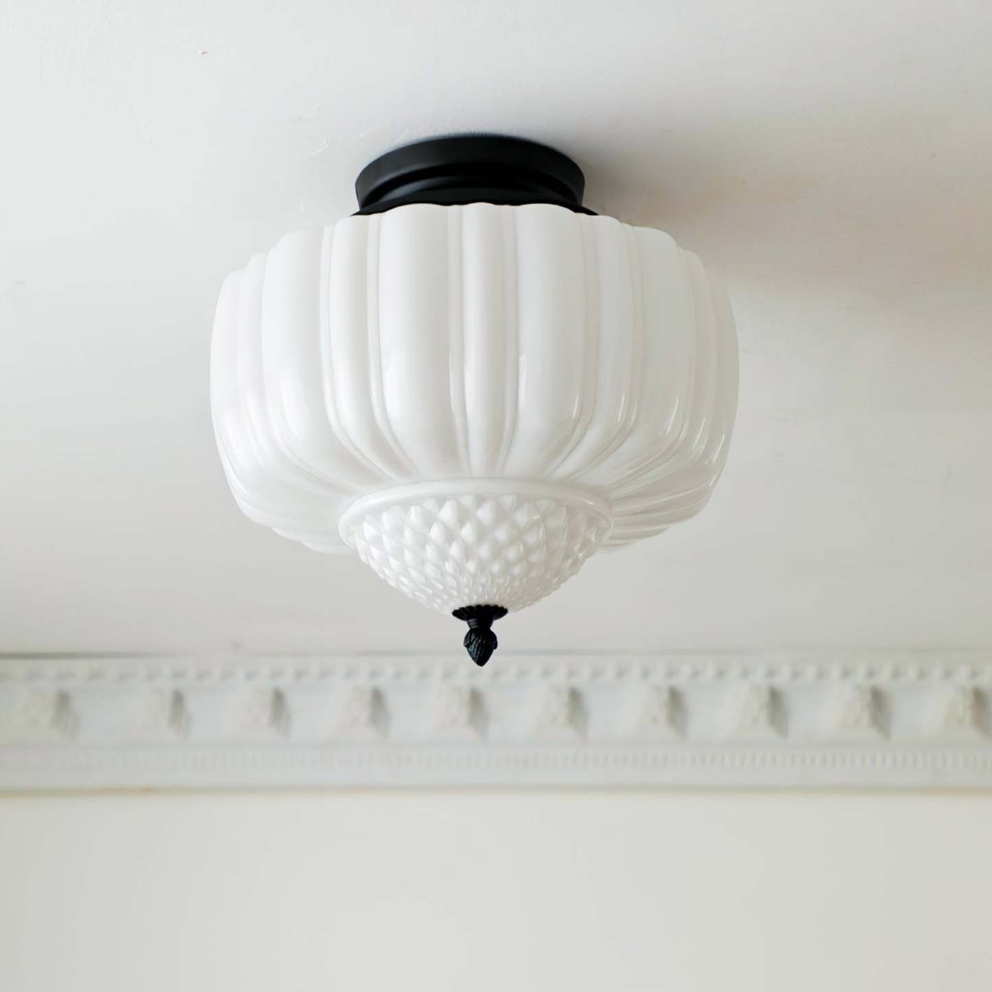 Nielsen Flush Mount Ceiling Light, White Glass Shade