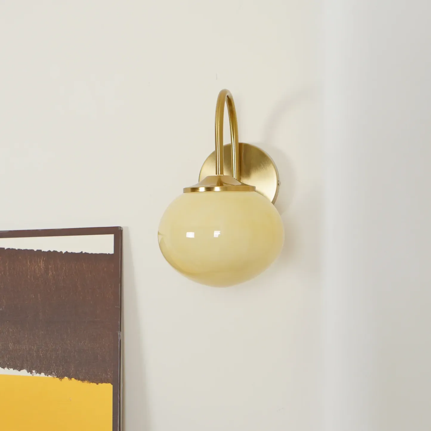 Carins Minimalism White Pink Beige Metal Glass Wall Lamp Bedroom Living Room