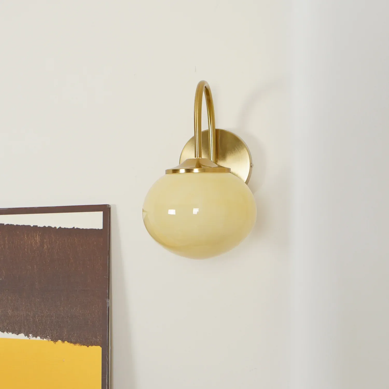 Carins Minimalism White Pink Beige Metal Glass Wall Lamp Bedroom Living Room