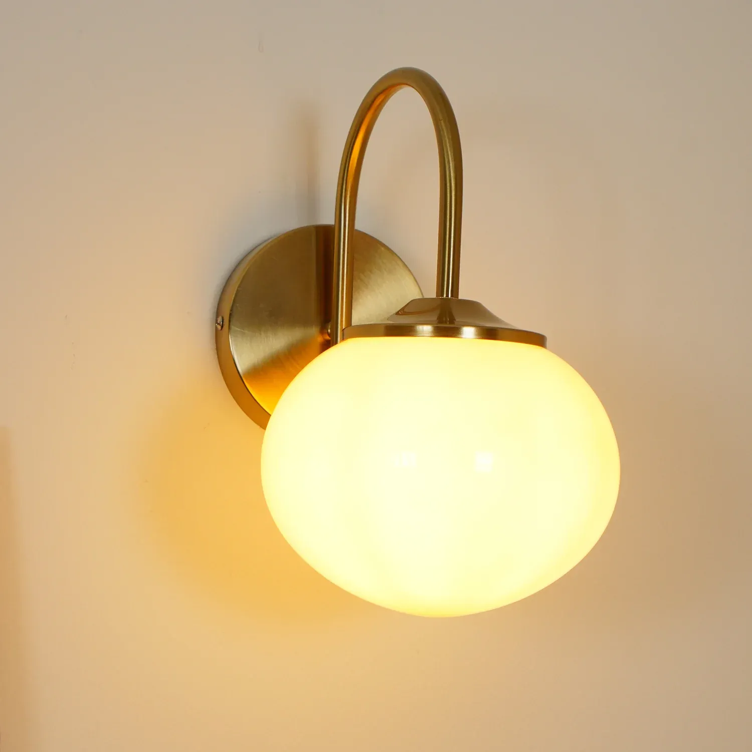Carins Minimalism White Pink Beige Metal Glass Wall Lamp Bedroom Living Room