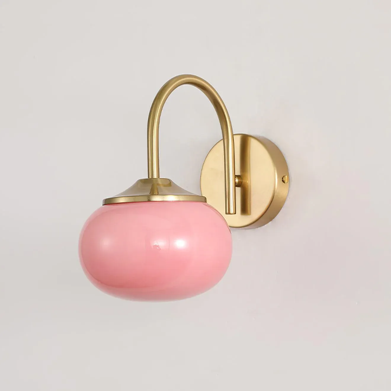 Carins Minimalism White Pink Beige Metal Glass Wall Lamp Bedroom Living Room