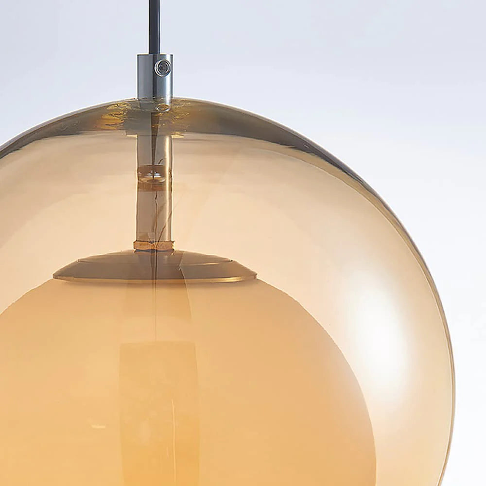 Valentina Minimalist Pendant Light - Amber Glass Dome