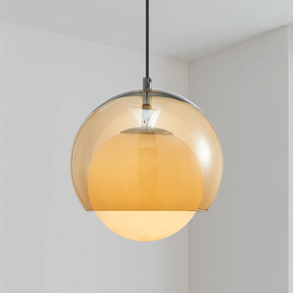Amber glass pendant light, modern dining room lighting