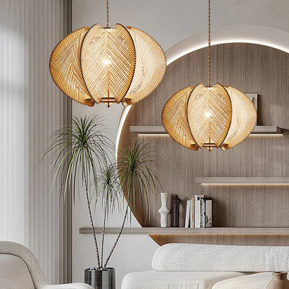 Muto Retro Round LED pendant lights in living room