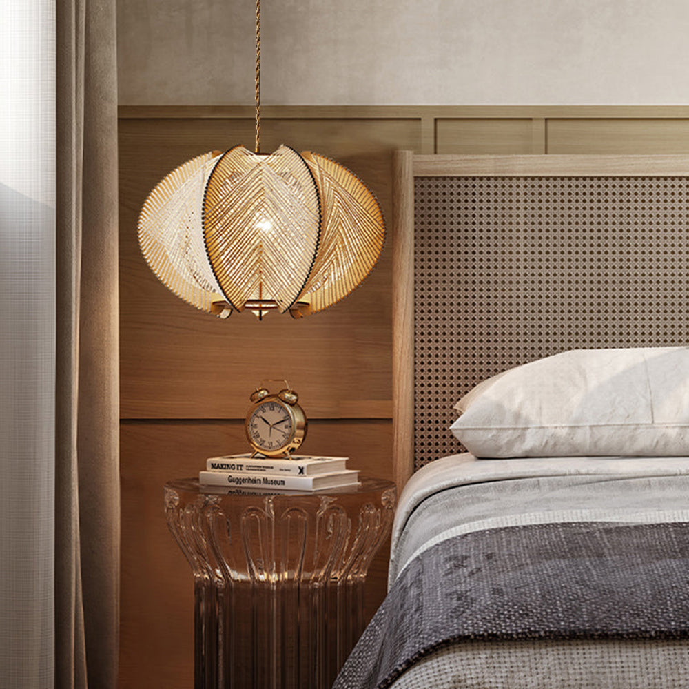 Muto Retro Round LED Pendant Light in bedroom setting