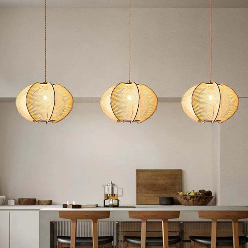 Retro Round LED Pendant Lights over kitchen island