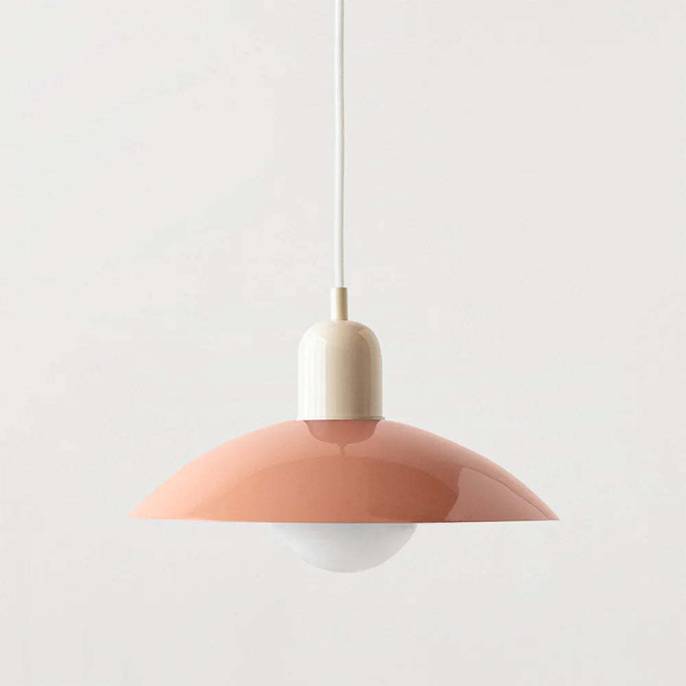 Pink Morandi Modern Pendant Light, metal dome design
