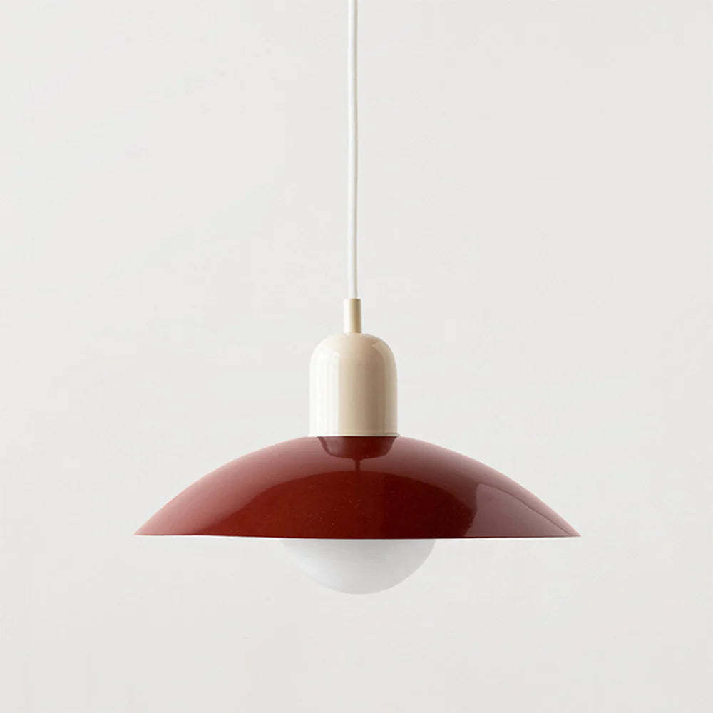 Morandi pendant light, red metal dome
