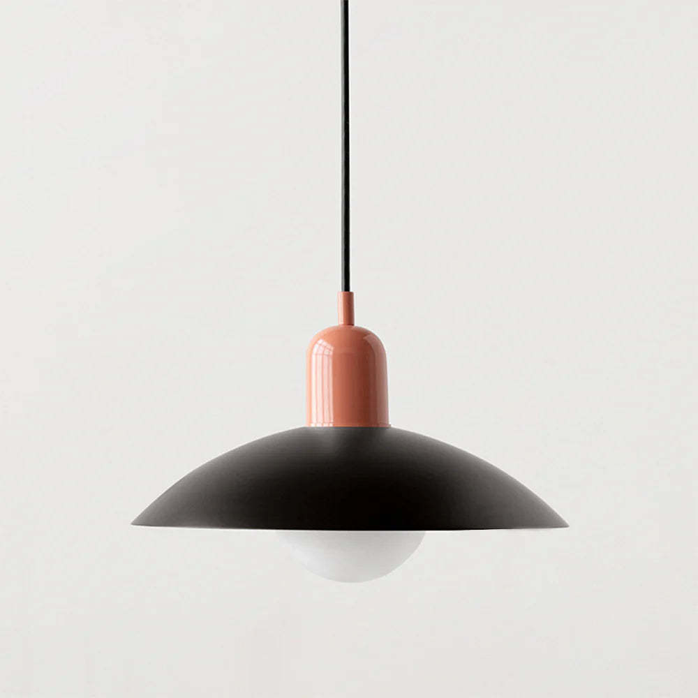 Morandi Pendant Light, black shade and peach top