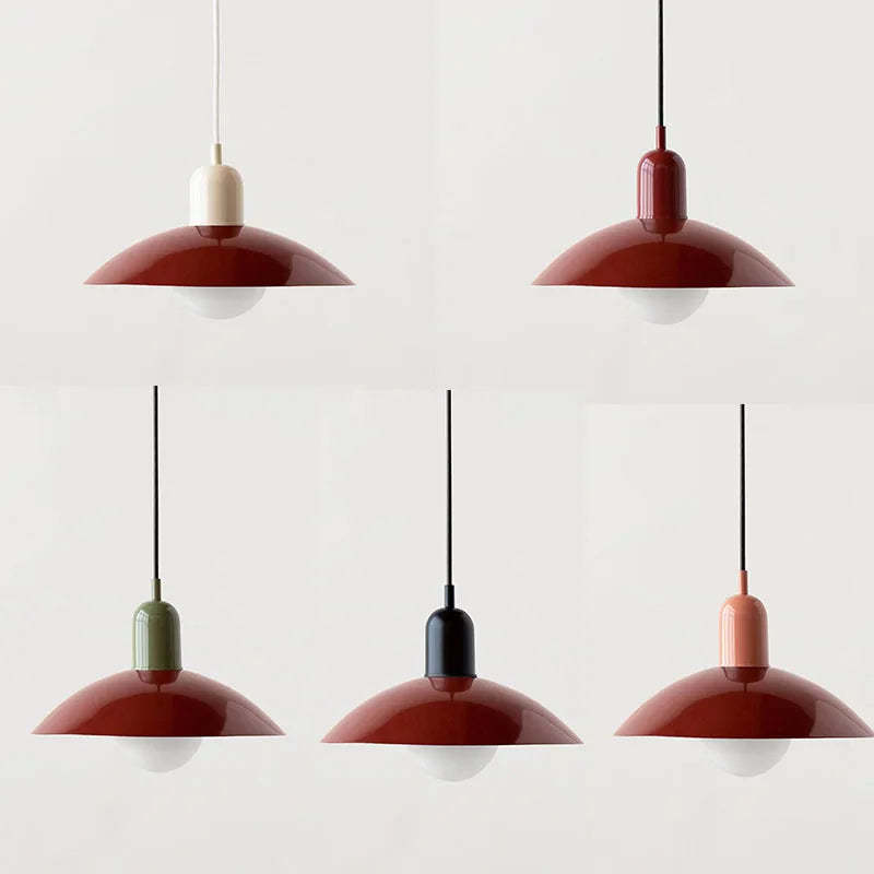 Morandi Pendant Light color variations, red dome