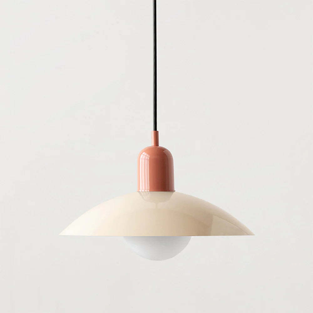Morandi pendant light, cream and rose-colored dome