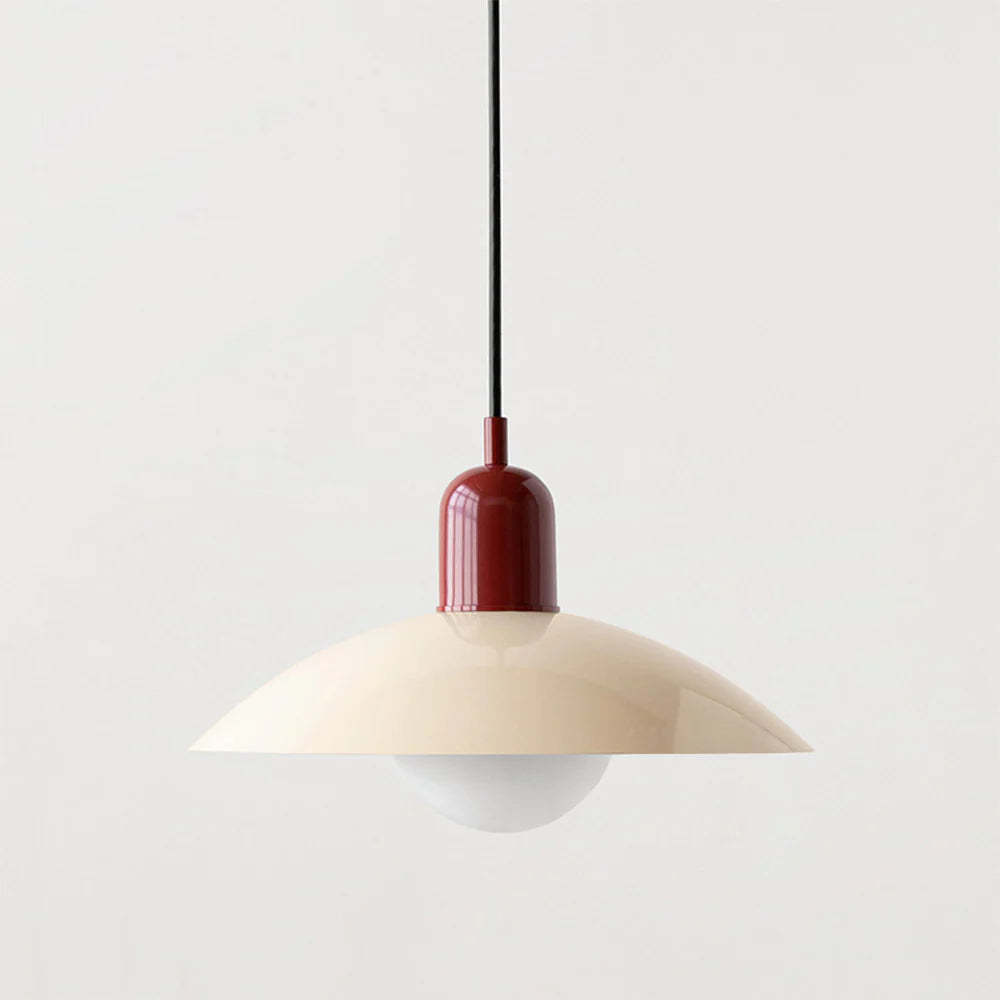 Morandi Pendant Light, cream and red, dome design