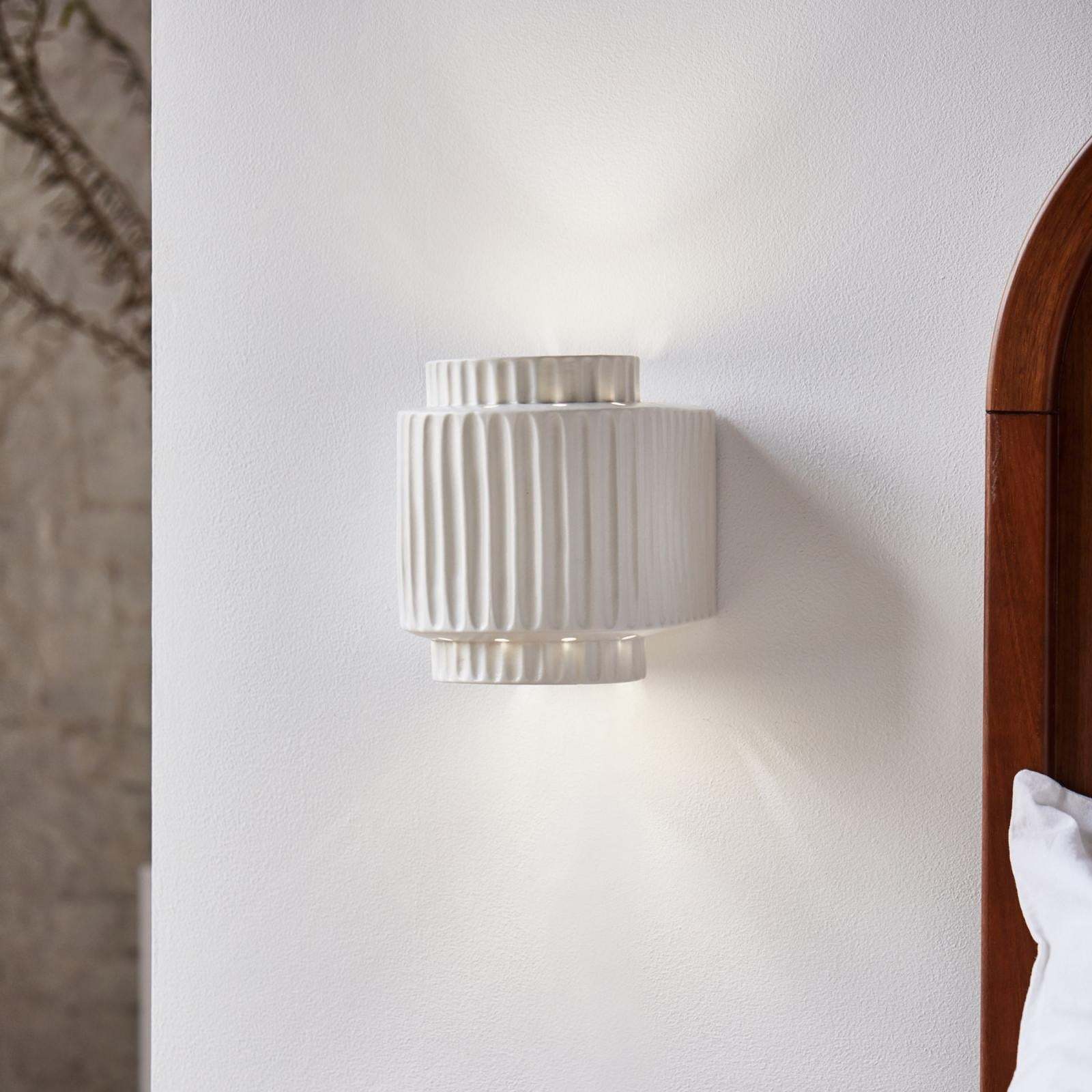 White Cylindrique Resin Wall Lamp, bedroom lighting fixture, vintage style