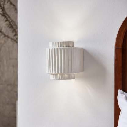 White Cylindrique Resin Wall Lamp, bedroom lighting fixture, vintage style